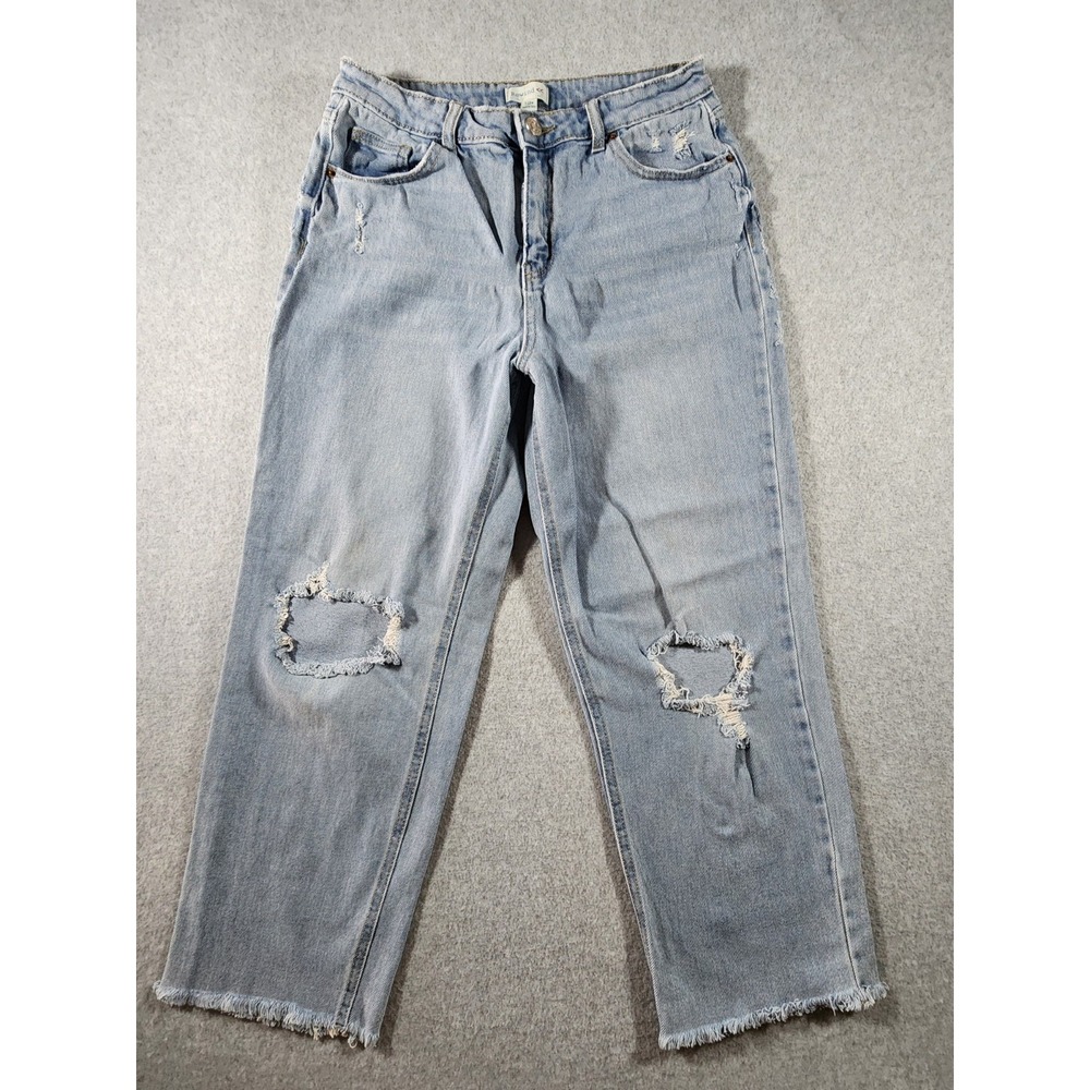 Rewind Women's Denim Jeans 28x25, Size 7, Distressed, Raw Hem, Ankle